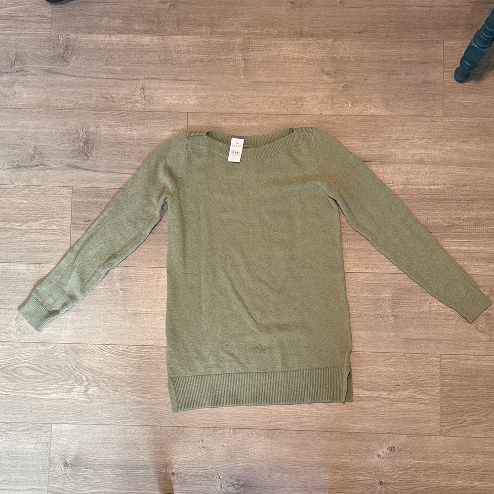 LOFT Sage Green Crew Neck Sweater